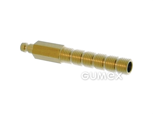 Plastikárska vsuvka ESH, DN9, s predĺženým vonkajším závitom G 1/4" dĺžka 60mm, bez ventila, 15bar, -20°C/+200°C, mosadz